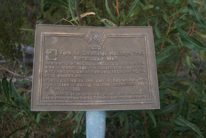 Bicentennial plaque at Burracoppin Well 2016.