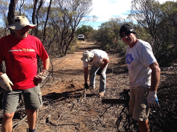 Graham, Ross and Greg on a section of cleared track.