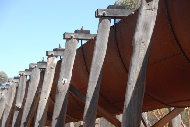 Timber supports for the aqueduct.